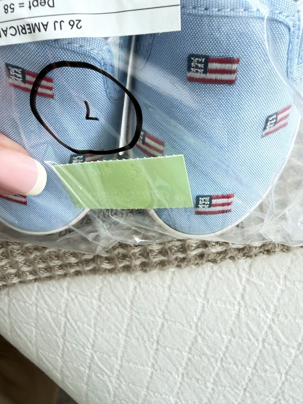 Light Blue Canvas Shoes with Flag Print size 7NWT jeanie and Jack Brand MSRP $59